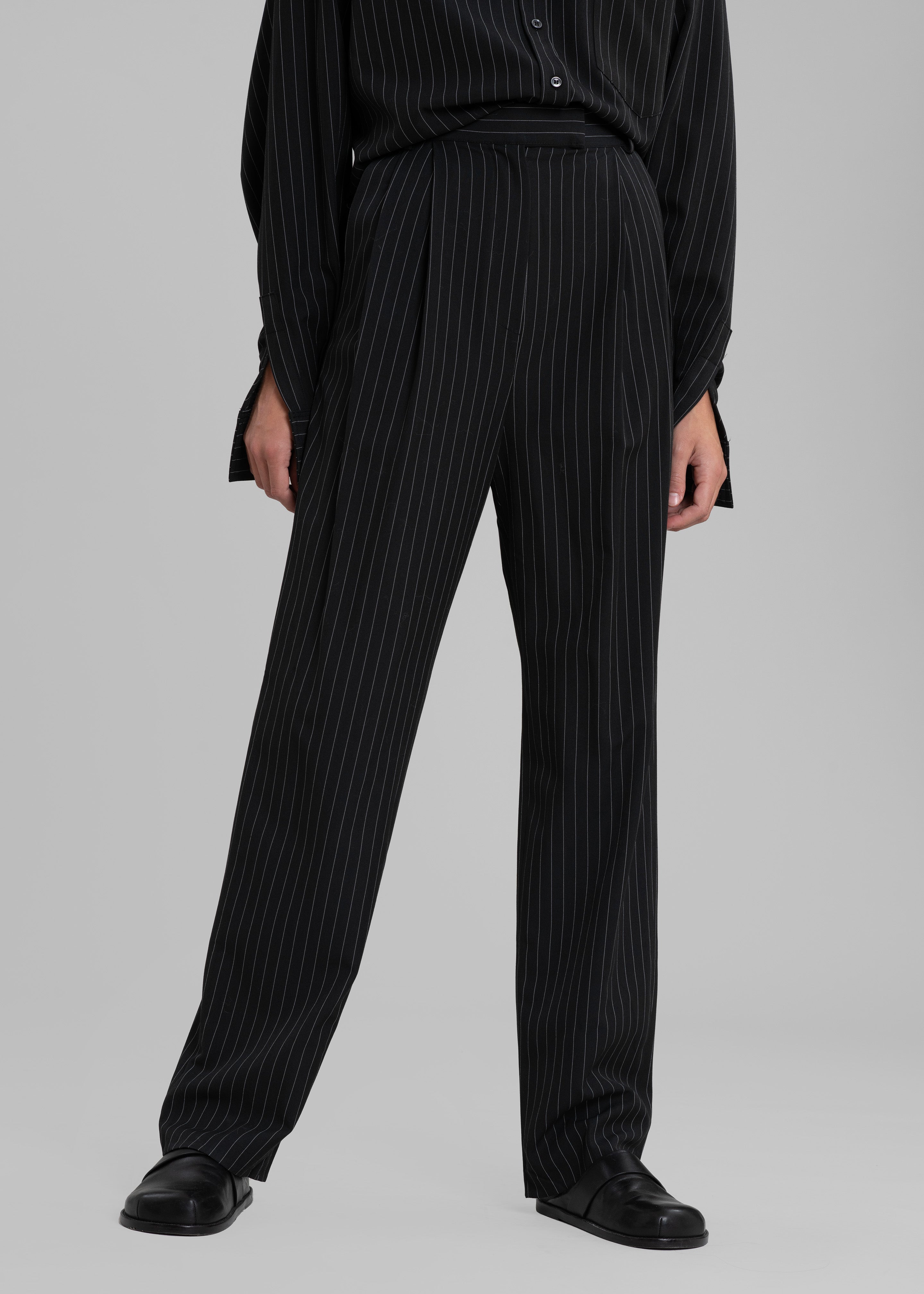 Black Striped High-Waisted Wide Pants | GANNI US